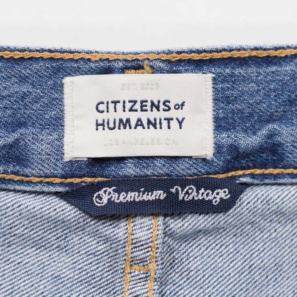 CITIZENS OF HUMANITY Marlow Raw Hem Denim Shorts Premium Distressed Blue Sz 27 - Picture 6 of 8